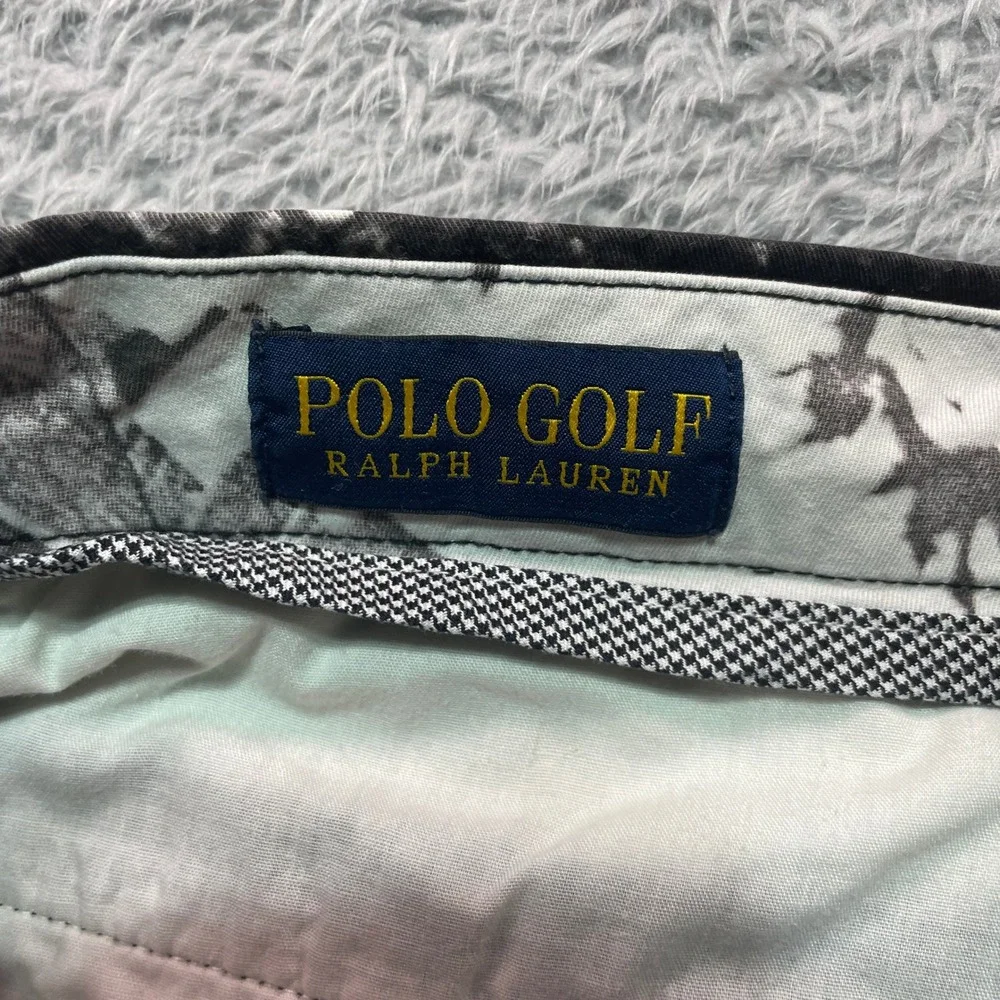 Polo Golf Ralph Lauren Mens 33 Black White Graphic Print Shorts Flat Front